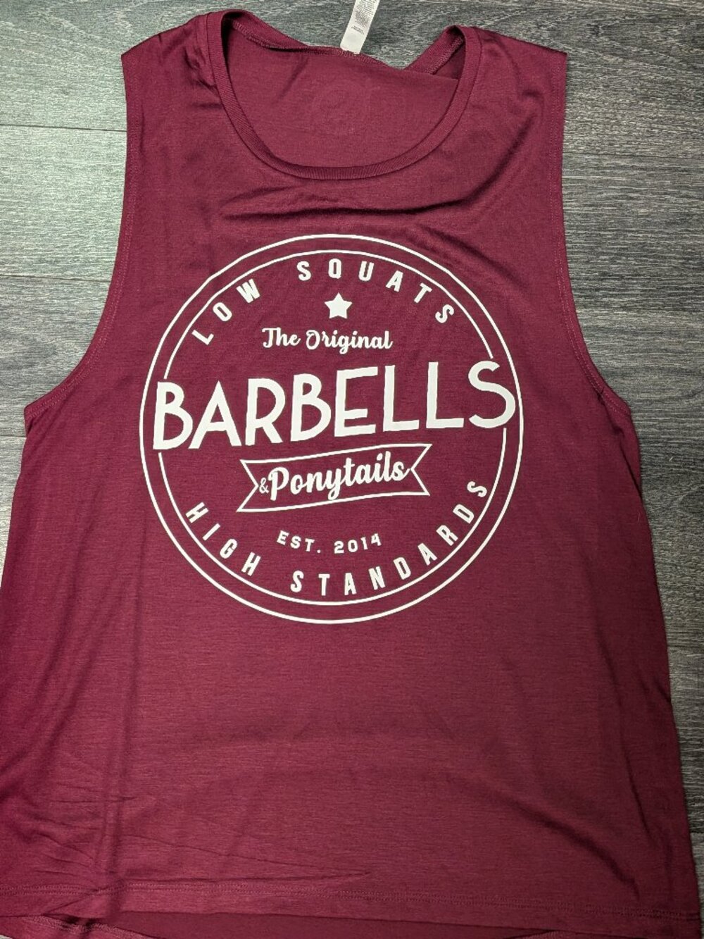 Barbells And Ponytails "Low Squats" Muscle Tank Top SZ XL NEW